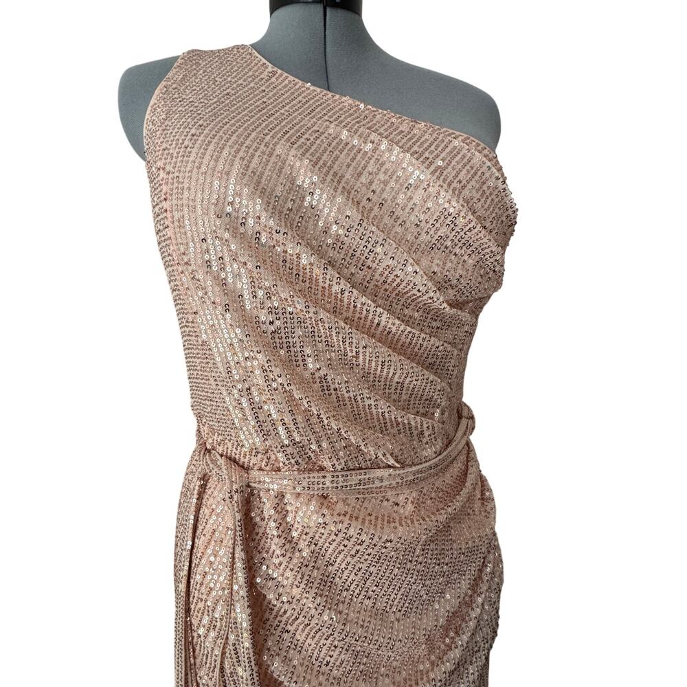 NWT Grace Karin Women’s Rose Gold Sequin One Shoulder Prom Dress Size XL - Picture 2 of 9